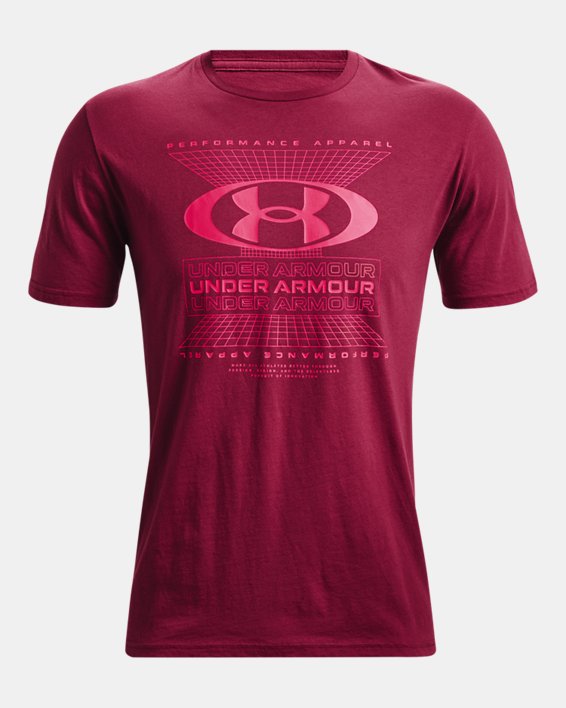 Haut à manches courtes UA Logo Grid pour homme, Pink, pdpMainDesktop image number 4